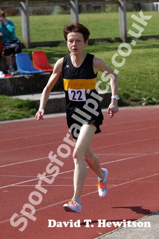 Lynn Harding (Houghton) taking part in the 1500 and 3000 metres at the North of England, Div. 4E, Whitley Bay.